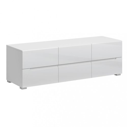 TV asztal 6S/140, fehér/fehér extra magyasfényű HG, JOLK